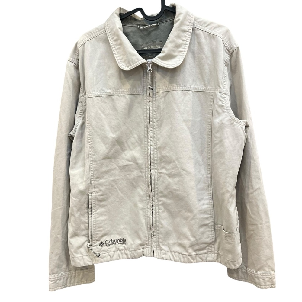 Columbia XL Women's Light Cream Utility Jacket full zip stone washed Hiking fall